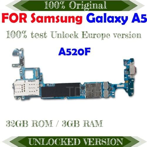 EU Version Original unlocked For Galaxy A5 A520F Mainboard full chips logic board 32GB for Samsung Galaxy A5 A520F Motherboard