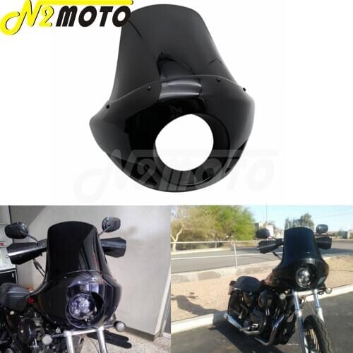 Motorcycle 5 3/4" Headlight Fairing Front Cowl Visor Mask w/ Mounting Clamps Accessories For Harley Cafe Racer Chopper Bobber