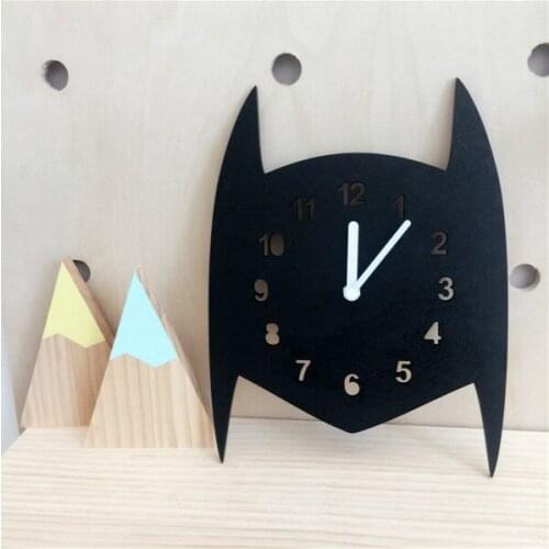 Bat Cartoon Clock Time Cloud Wall hanging Wood Toys Model Baby Kids Room Furnish Articles INS Child Christmas Birthday Gifts