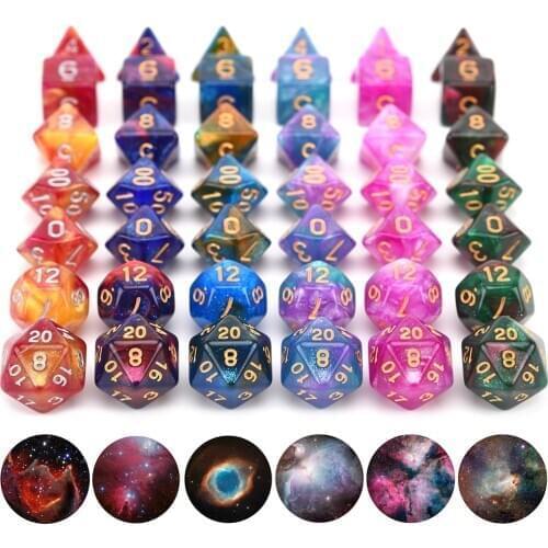 New Nebula Dice Set with Black Drawstring Bag for DnD MTG Tabletop RPGs Games