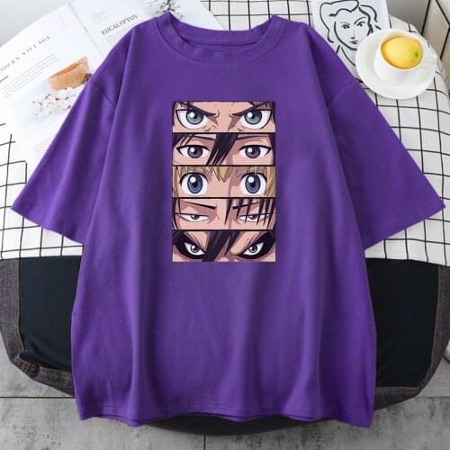 Attack On Titan Japan Anime Printing T Shirt WomenS Fitted Simplicity T-Shirts Casual Home Clothes Casual O-Neck Woman T-Shirts