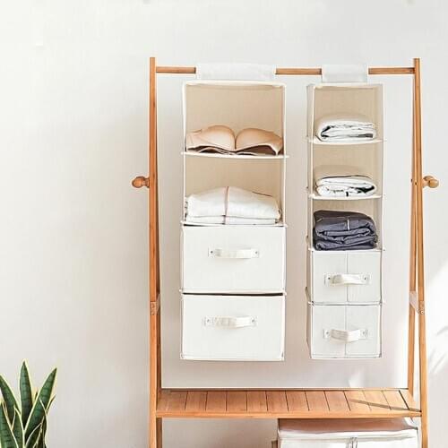 Wardrobe Organizer Hanging Storage Bag with Drawer Clothes Underwear Bag Organizador De Bolsos De Mujer Cotton and Linen Cloth