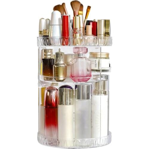 360 Degree Rotation Make Up Organizer Box Cosmetic Organizer Transparent Fashion Spin Multi-Function Detachable Acrylic