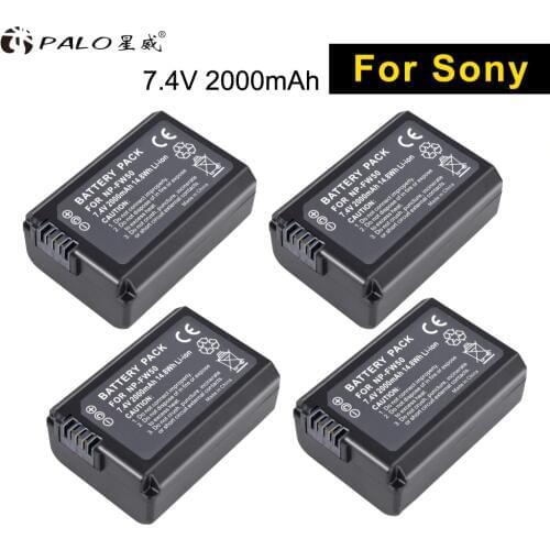 PALO 4PCS NP-FW50 NP FW50 7.4V 2000mAh Camera Battery For Sony Alpha a6500 a6300 a6000 Digital Dual Smart Charger for NP FW50