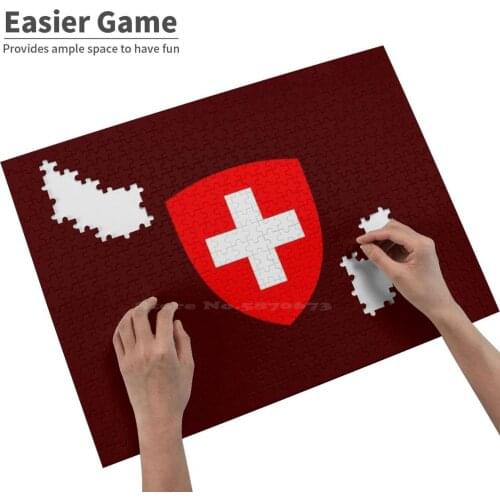 Swiss Coat Of Arms 300 500 1000 Pcs Jigsaw Puzzle For Adult Kids Game Toy Gift Swiss Switzerland Coat Arms Flags Cool Patriotic