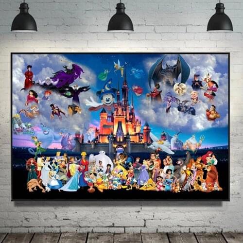 Disney Catoon Character Collection Poster Canvas Painting Lion King Mickey Mouse Room Decor Print Wall Art Picture Hoom Cuadros