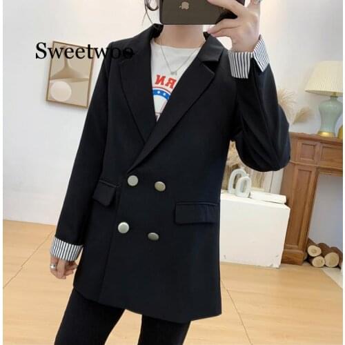 Casual Double Breasted Women Jackets Notched Collar Spring Women Blazer Jacket Autumn Female Outerwear Elegant Ladies Coat 2020
