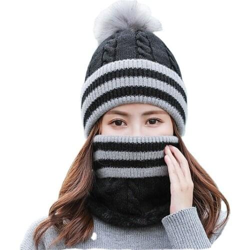 Factory direct cold warm scarf two-piece hat fashion ladies ear protection wool knitted hat wholesale winter