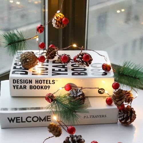 Christmas Decorations Tree Light 2M 20LED Pine Cone String Lights Copper Indoor Fairy Night Lantern Christmas Tree Lamp for Room