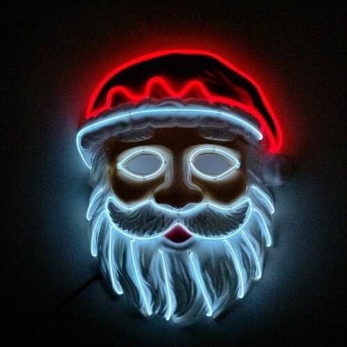 Santa Claus EL Wire Mask Festival Decoration Children Present Luminous Mask For Christmas New Year