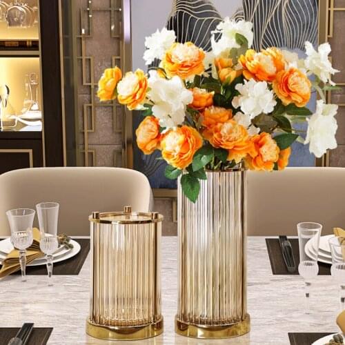 Nordic Crystal Glass Vase Decoration Home Design Modern Luxury Creative Vase Aesthetic Room Decor Jarrones Home Decor BC50HP
