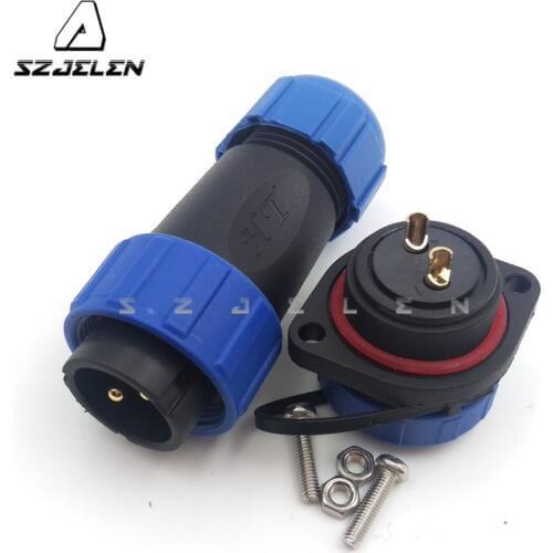 SP2110/SY2113, IP68 2 Pins Waterproof Cable Connector Panel screws fixed installationPlug & Socket 21mm Rated current 30A