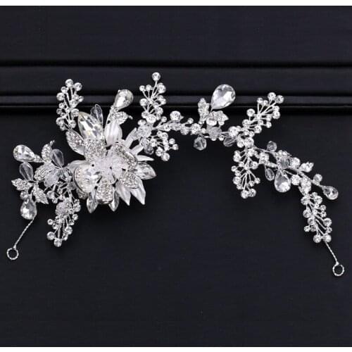Rhinestone Crystal Headbands Flower Wedding Hair Accessories Bridal Pearl Headband Pearl Hair Band Handmade Bridal Head Jewelry