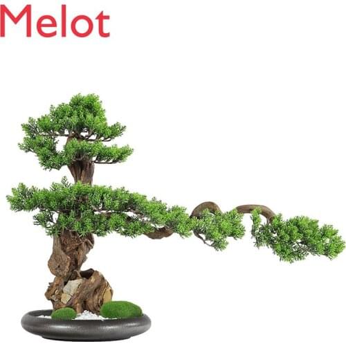 Indoor Soft Decoration Home Artificial Greeting Pine Zen Hallway Bonsai Light Luxury Hotel Club Office Ornaments Home Decore
