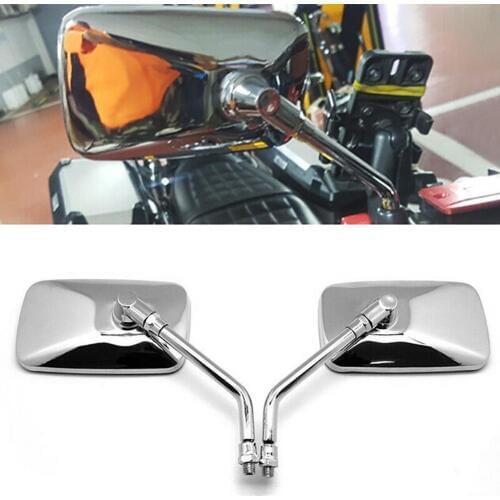 2Pcs 10mm Universal Rectangle Shaped Motorcycle Handlebar Rear View Side Mirrors Wide screen