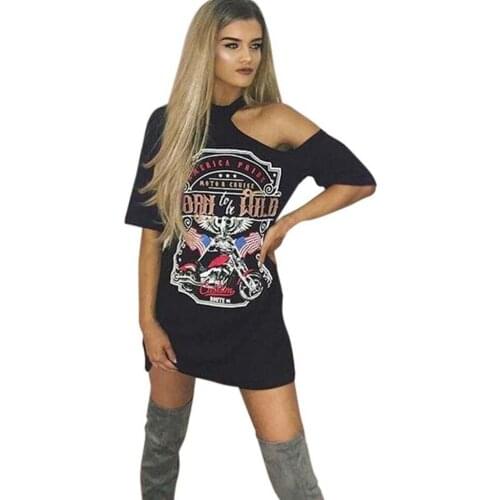 Vintage Off Shoulder Mini Dress Rock Style Mini Dress Cool Vogue Comfy above knee dresses loose Harajuku Casual Style Vestidos