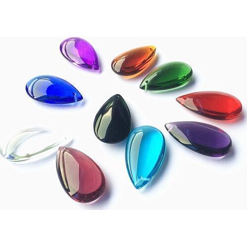 Top Quality Drop Decor Wedding Home 50pcs 38mm Color Crystal Peach lucky eart Smooth Beads Garland Strand Chandelier Accessories