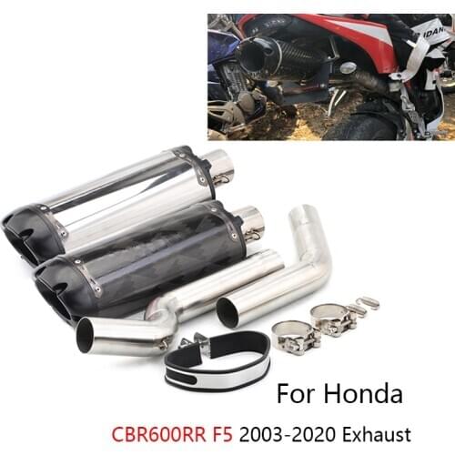 Rear Exhaust Set for Honda F5 CBR600RR 2003-2020 Motorcycle Exhaust Pipe 2 Middle Link Tube Slip On 51mm Escape No DB Killer