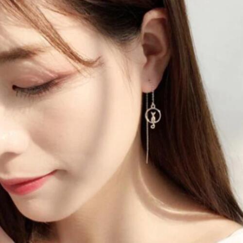 Jisensp Korean Style Animal Long Earrings Geometric Cat Earrings for Women Wedding Jewelry Gift Tassels Chain Earing pendientes
