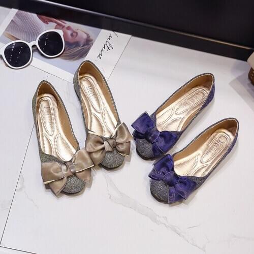 2020 low-top shallow mouth square head retro luxury flat shoes womens elegant sweet bow design lightweight comfortable W38-88