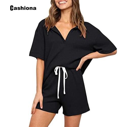 European Style 2021 New Summer Casual Two Piece Sets for Women Lounge Wear Mujer Drawstring Shorts Sets Ladies Two Piece Outfits