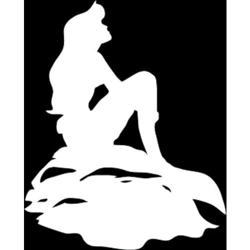 10.7cm*13.2cm Fashion Mermaid Sea Ocean World Tail Girl FISH Cartoon Water Vinyl Car Sticker Decals Black Silver C11-0027