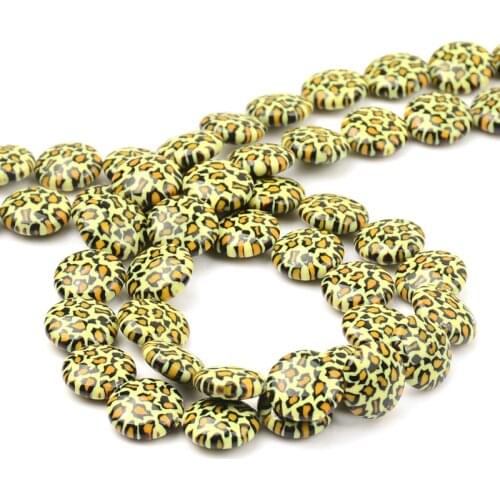 12mm Charm Pattern Flat Round Beads Lampwork Glass Beads Spacer Loose Beads For Jewelry Making DIY Bracelet Necklace