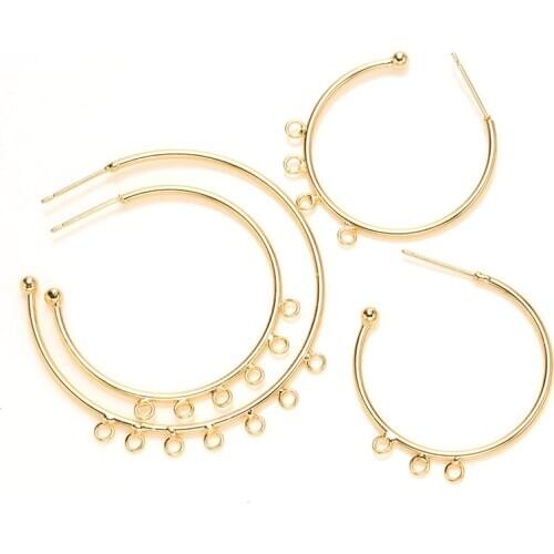 2 pcs big round Earring Hook gold open ear wires base DIY Findings For Jewelry Making Supplies Wholesale high quality