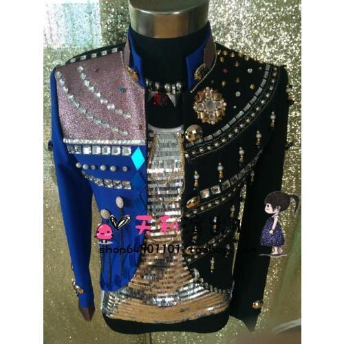 2021 New Mens Dj Singer Fashion Slim High Quality Split Joint Suit Jackets Men Plus Size Stage Costumes Clothing