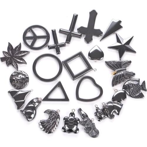 3pcs Natural Animal Hematite Stone Beads Charm Pendant Spacer Beads For Jewelry Making DIY Bracelet Necklace