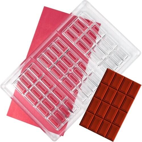 3D Chocolate Candy Bar Big Molds Fondant Forms Polycarbonate Plastic Tray Moldes Cake Baking Pastry Bakery Baker Tools Moulds