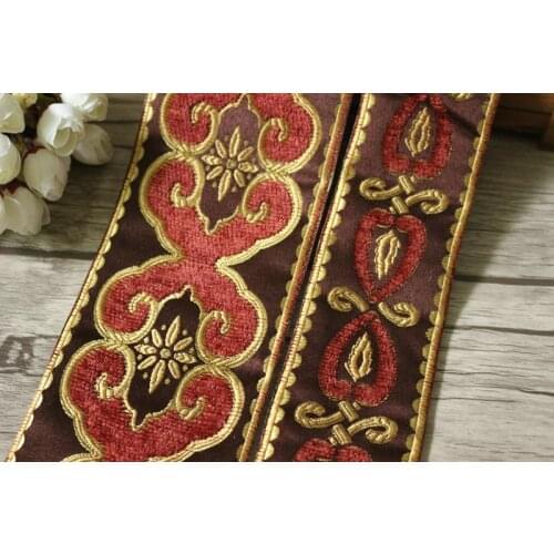 Mix set 4yards/lot wide 5.8cm-8.5cm Woven Jacquard Ribbon Geometric design with fluff for curtain and clothing accessory LS-1548