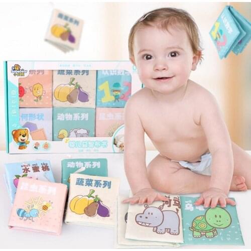 6Pcs Cloth Book Soft Washable Cloth Toddler Learning Develop Cognitive Puzzle Book for Baby Education