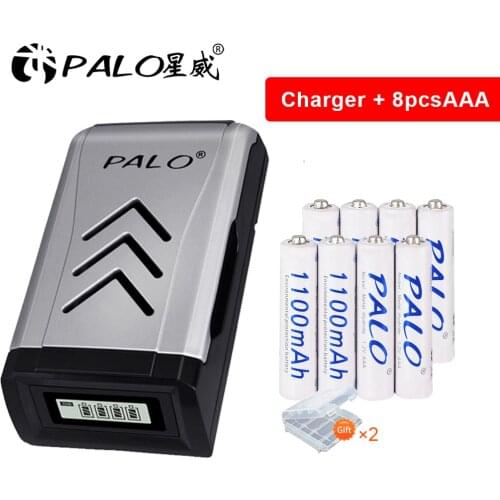 PALO 1.2V AA battery + AAA Battery NI-MH AA AAA Rechargeable Battery for Camera Toy and smart USB charger for 1.2V battery