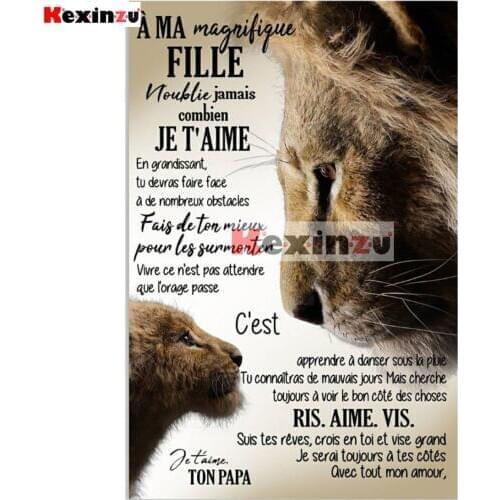 Kexinzu Full Square Round Drill 5D DIY Diamond Painting "Lion French version" 3D Embroidery Cross Stitch Mosaic Home Decor Gift