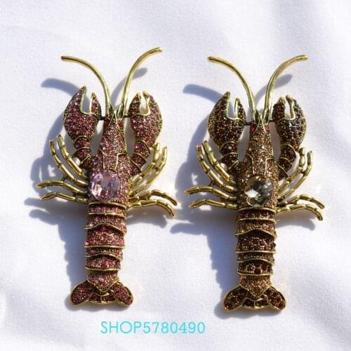 Decorative Rhinestone Big Brooch Lobster Anti Gold Color Women Breast Pin Lady Gifts Corsage Windcoat Ornaments Fashion Jewelry