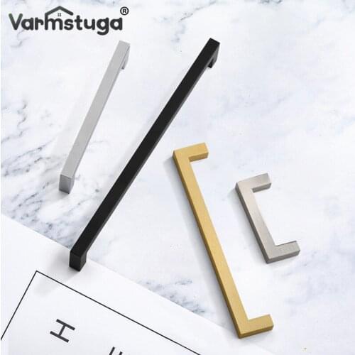 Black Aluminum Alloy Furniture Handle Brushed Silver Kitchen Door Handles Cabinet Handles Drawer Knobs Wardrobe Drawer Pulls