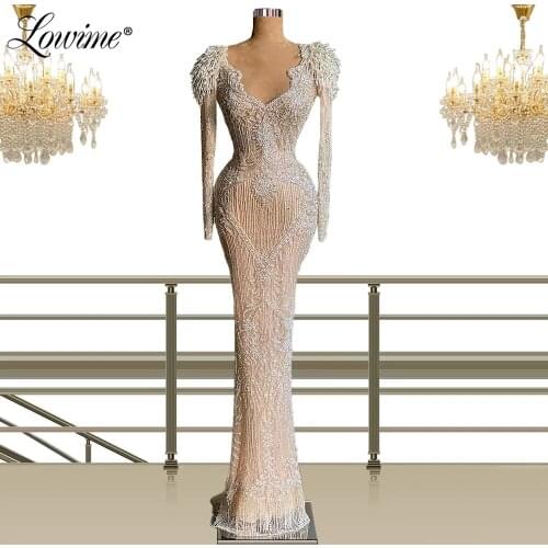 Heavy Beading V Neck Evening Dresses Luxury Long Formal Dubai Arabic Party Dress For Weddings Handmade Crystals Prom Gowns Robes
