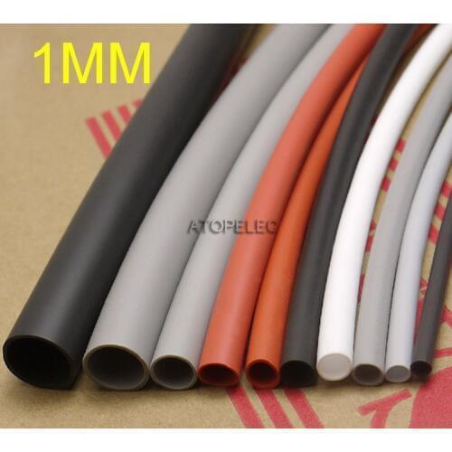 2M 1mm Diameter Flexible 1.7:1 Soft Silicone Heat Shrink Tube Thick Wall 2500V High Temperature Black/Red/Yellow/Blue/Gray/White