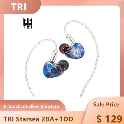 TRI Starsea Headphone 2BA+1DD Hybrid In Ear Earphone HIFI DJ Metal Earphone with Toggle Buttons for Dour Turning Modes