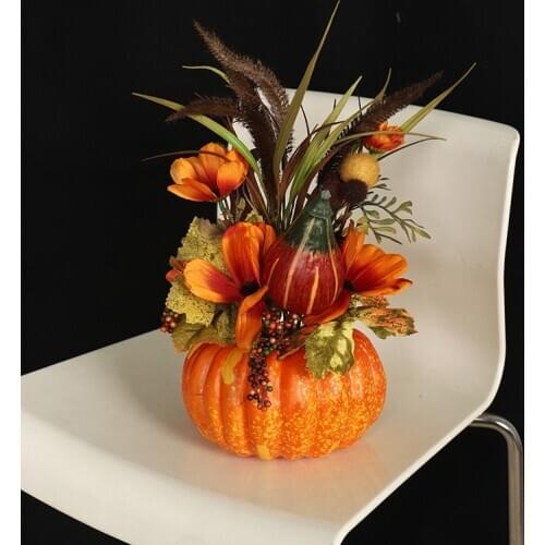 Imitation Hydrangea Maple Leaf Pumpkin Decoration Table With Autumn Color Home