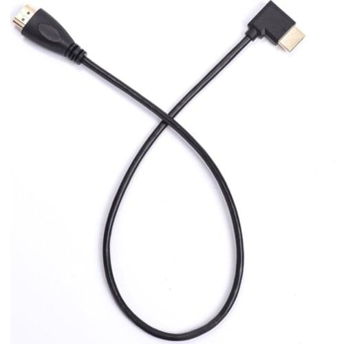 Left Angled 1ft Male To Male HDMI-compatible Cable Cord HDMI-compatible Straight Head Turn Left Bend Cable 0.3 Meters