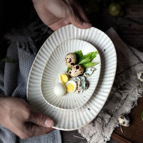 KINGLANG Jingdezhen handmade ceramic oval plate creative tableware home dishes heart plate fish plate sauce plate fruit