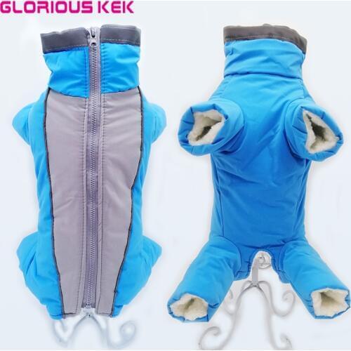 Boy/Girl Dog Overalls Winter Warm Waterproof Dog Down Jacket Reflective Jumpsuit for Small Dogs Zippered Pet Clothes Snowsuit