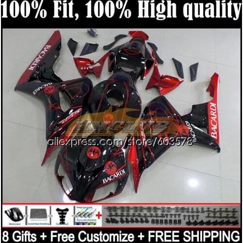 Injection Body For HONDA CBR 1000 RR CC CBR 1000RR 1000CC 49CL.32 CBR1000RR 06 07 CBR1000 RR 2006 2007 OEM Fairing BACARDI bats