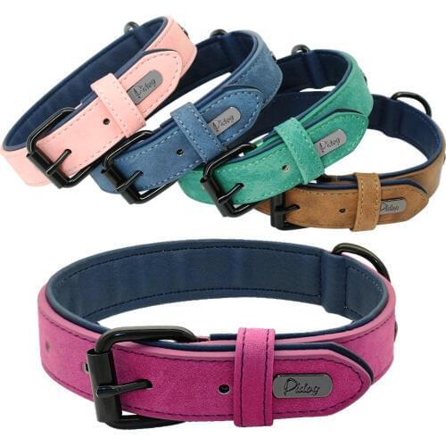Soft Padded Leather Dog Collar For Small Medium Large Dogs S M L XL XXL Big Dog Collars for Pitbull Labrador German Shepherd