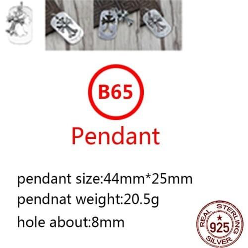 B65 S925 sterling silver pendant retro personality cross shape wild pendant punk hip-hop style gift for friends 2020 new hot