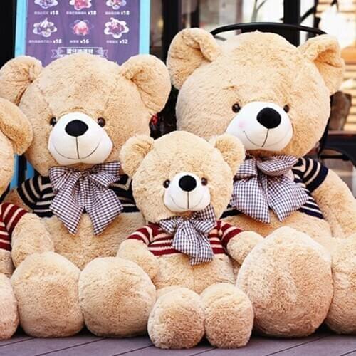 Bear with clothes Children plush toy big size Bear animals Valentines Day gift kids baby stuffed toy