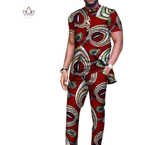 Stock Size Low Price Men 2 Pieces Sets African Design Clothing African Clothes Casual Men Long Top Shirts and Pants Sets WYN514