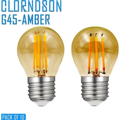 Pack of 10 Dimmable G45 Amber Golf Ball Bulbs 2W- 8W Led E27 E26 Vintage Retro110V 220V Filament Chandelier Lighting Lamp